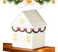 Nuyhadds Village de Noël | Décoration festive en résine - Village de Noël éclairé Maisons Décoration de table - Pour chambre à coucher, salon, bureau, appartement, ferme, intérieur - Vacances