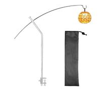 Nuyhgtr Camping Light Pole, Outdoor Lamp Rack, Adjustable Aluminum Alloy Stand, Hook Attachment for Lanterns, Camp Accessory, Ideal for Cooking, Fishing, BBQ, Picnic, Travel, Black and Silver
