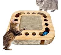 Nuyhgtr Cat Scratching Board, Interactive Cardboard Scratcher with Bell Ball Track, Fun Indoor Pet Toy for Protecting Furniture and Floors While Keeping Cats Engaged, 33x33x5.5 cm
