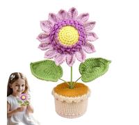Nuyhgtr Home Desk Ornament, Handmade Flower Display, Artificial Sunflower Decor, Knitted Sunflower Desk Decor for Living Room, Bedroom, Study, and Ofiice, Yellow Purple Blue and Pink