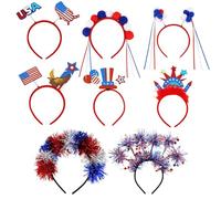 Nuyhgtr Lot de 8 paires de serre-têtes avec drapeau patriotique pour le 4 juillet, accessoires de jour de l'indépendance pour femmes, hommes, cadeaux de fête patriotique