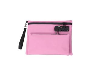 Nuyhgtr Money Bag, Locking Zippered Pouch, Double Layer Protection, Waterproof Design, Credit Card Organizer, Ideal for Travel, School, Hospital, Hotel, Camping, Color Black and Hot Pink