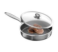Nuyhgtr Nonstick Frying Pan, Nonstick Skillet Cookware, Stainless Steel Pot with Lid, Versatile Cooking Tool, Ideal for Induction Stove, Kitchen, Apartment, Restaurant, BBQ, Camping