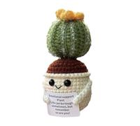 Nuyhgtr Positive Cactus, Funny Crochet Cactus, Inspirational Cactus, Handmade Knitted Cactus, Crochet Cactus Ball, Positive Room Decor, Knitted Cactus Toy for Room Decor Car Home Office