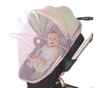 Nuyhgtr Stroller Net, Full Cover Breathable Crib Mesh, Stylish Protective Baby Pram Tent, Portable and Lightweight Shield for Travel, City Walks, 100g, White Pink and Yellow