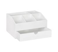 Nuyhgtr Tea and Coffee Organizer, Wooden Condiment Holder with Drawer, Compact Beverage Station Storage to Sugar, Tea Bags, Creamers for Home, Breakroom, Dorm, Restaurant, Black & White
