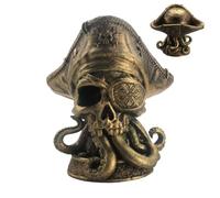 Nuyhgtr Tête de mort de capitaine pieuvre, figurine de crâne gothique, statue de crâne de pirate, décoration effrayante de cranium, figurine squelette d'Halloween, os de pirate, décoration unique