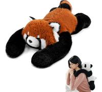 Nuyiac Peluche lestée avec de longs bras - Panda rouge : 65 cm | Peluche lestée douce avec de longs bras, coton PP et micro-perles de verre pour se blottir à la maison ou en déplacement.