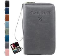 Nuyiac Rowgins Multi-Functional RFID Passport Wallet, Travel Passport Holder for Men & Women, Wallet Cover Case, Secure Id Card Organizer with Anti-Theft Protection, Leather Cover for Tickets
