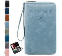 Nuyiac Rowgins Multi-Functional RFID Passport Wallet, Travel Passport Holder for Men & Women, Wallet Cover Case, Secure Id Card Organizer with Anti-Theft Protection, Leather Cover for Tickets