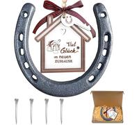 Nuyoah - Décoration murale en fer à cheval - Porte-bonheur - Art décoratif mural vintage - Argent - 11.5 x 8.7 cm