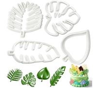 Nuyoah Emporte-pièces en forme de feuille de fondant - Décoration de gâteau - Emporte-pièces - Emporte-pièces en forme de feuilles de palmier hawaïen - Pour bricolage - Eucalyptus - 4 pièces