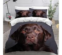NUYSP Housse de Couette 140x200 avec Fermeture Éclair Labrador Brun Bedding Parure de Lit 1 Personne avec 2 Taies d'oreiller, 3D Chiot de Compagnie Enfant Housse Couette en Microfibre