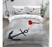 NUYSP Housse de Couette 220x240 avec Fermeture Éclair Ancre Fléchette Parure de Lit 2 Personnes avec 2 Taies d'oreiller 50x75cm Abstrait 3D Imprimé Adulte Housse de Couette en Microfibre