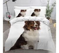 NUYSP Housse de Couette 220x240 avec Fermeture Éclair Berger Australien Bedding Parure de Lit 2 Personnes avec 2 Taies d'oreiller, 3D Chiot de Compagnie Adulte Housse Couette en Microfibre