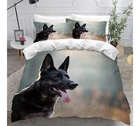 NUYSP Housse de Couette 220x240 Berger Allemand Parure de lit 2 Personnes Enfant Garçon 3D Motif Chiot de Compagnie Microfibre Literie avec Fermeture à Glissière et 2 taies d’Oreiller 50x75