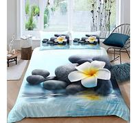 NUYSP Housse de Couette 220x240 Pierre Zen Housse Couette en Microfibre Spa Nature Morte Parure de Lit 2 Personnes avec Fermeture Éclair avec Taies d'oreiller 50x75