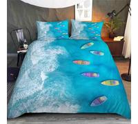 NUYSP Navire De Mer Housse de Couette 140x200 avec Fermeture Éclair Paysage Marin D'été Parure de Lit 1 Personne Enfant Microfibre 3D Imprimé avec 2 Taies d'oreiller 50x75