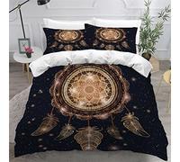 NUYSP Parure de Lit 3 Pièces Attrape Rêve Mandala Housse de Couette 220x240 Adulte 3D Motif Microfibre Bohémien Housse de Couette 2 Personnes avec Fermeture éclair et 2 Taies d'oreiller 50x75