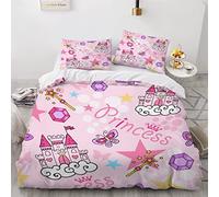 NUYSP Parure de Lit 3 Pièces Château De Princesse Housse de Couette 220x240 Adulte 3D Motif Microfibre Papillon étoile Housse de Couette 2 Personnes avec Fermeture éclair et 2 Taies d'oreiller 50x75