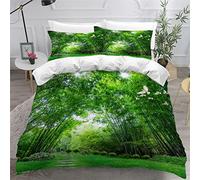 NUYSP Parure de Lit 3 Pièces Foret De Bambou Housse de Couette 220x240 Adulte 3D Motif Microfibre Paysage 3D Housse de Couette 2 Personnes avec Fermeture éclair et 2 Taies d'oreiller 50x75