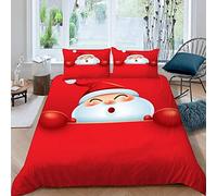 NUYSP Parure de Lit 3 Pièces Noël Housse de Couette 140x200 Enfant 3D Motif Microfibre Père Noël Mignon Housse de Couette 1 Personne avec Fermeture éclair et 2 Taies d'oreiller 50x75