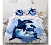 NUYSP Parure de Lit 3 Pièces Orque Housse de Couette 140x200 Enfant 3D Motif Microfibre Aquarelle Océan Housse de Couette 1 Personne avec Fermeture éclair et 2 Taies d'oreiller 50x75