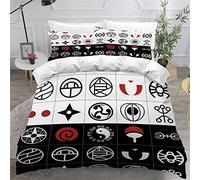 NUYSP Parure de Lit 3 Pièces Rune, Japonaise, Anime Housse de Couette 220x240 Adulte 3D Motif Microfibre Housse de Couette 1 Personne avec Fermeture éclair Fermée et 2 Taies d'oreiller 50x75