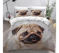 NUYSP Parure de Lit Carlin Housse de Couette 1 Personne 3 Pièces Set Chien Animal 3D Motif Housse de Couette 200x200 avec Fermeture éclair Fermée et 2 Taies d'oreiller 50x75 cm