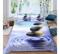 NUYSP Pierre Zen Parure de Lit 3 Pièces 3D Housse de Couette 240x260 Microfibre Pierres Zen Housse Couette avec Fermeture éclair et 2 Taies d'oreiller 50x75