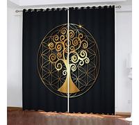 NUYSP Rideau Occultant Arbre De La Vie Rideaux 3D Imprimé Polyester Opaque Rideau Occultant Oeillet Art Abstrait Chambre Salon Rideau 183 x 214 cm LxH