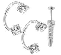 Nuytghr Anneau de Nez Bijoux de Lèvre et d'Oreille Accessoires de Mode | Anneau de nez en fer à cheval avec double pierre Pour fête rendez-vous mariage événement hélix septum lèvre oreille