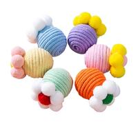 Nuytghr Cat Toy Ball, Interactive Chew Teether, 5x8cm, Rope Ball with Bell, Colorful Training, Indoor Rolling Activity, for Kitten Biting Playing Entertainment Enrichment Fun