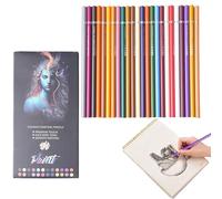 Nuytghr Crayons de Couleur 24 Unités - Crayons à Colorier,Outils d'Écriture Résistants et Blendables pour Dessin Illustration Jeunes et Adultes