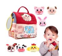 Nuytghr Farm Playset, Stuffed Animal Toy, Pretend Play Kit, Soft Barn House Carrier, Built-in Mirror Feature, Ideal for Easter Basket Stuffer Birthday Toddler Imaginative Fun