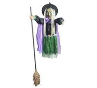 Nuytghr Halloween Flying Witch Decor, Hovering Prop, 66.92 inches Haunted Sound Figure, Motion-Activated Screech, Realistic Cloak Design, for Tree Porch Courtyard Patio Lawn Garden Home Yard
