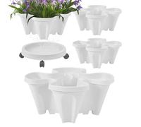 Nuytghr Jardinière verticale à 4 niveaux avec plateaux amovibles et roulettes 35 x 15 cm, fournitures de jardinage pour fraises, fleurs, légumes, mobile peu encombrant