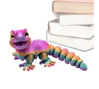 Nuytghr Printed Gecko Figurine, Lizard Reptile Toy, Desk Decoration, 5.51x2.28x2.28 inches, Flexible Movable Design, Realistic Style Animal, for Kids Bedrooms Dorms Living Spaces