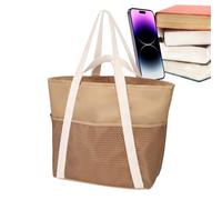 Nuytghr Sac de plage pour femme, sac fourre-tout imperméable et résistant au sable, fermeture éclair, voyage de croisière, vacances, rangement pour crème solaire, chaussons, serviettes, téléphones