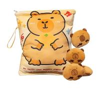 Nuytghr Snack Bags, Cute Capybara Plush Bag, 4 Small Doll Attachments, Soft Pillow Stuffed Cushion, Adorable Design, 7.09x7.87 inches, Cozy Home Decor Gift for Kids