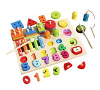 Nuytghr Wooden Sorting Stacking Toys, Shape Sorting Puzzle Sensory Toy, 11.42x8.66x1.89 inches Developmental Math Blocks Game, Ideal for Boys, Girls, Family, Cognitive Skills Building