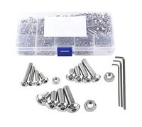 Nuzamas 440 pièces M3 M4 M5 en acier inoxydable 304 Hex Socket Tête de bouton Boulons et écrous Assortiment et clé Clé kit avec boîte de rangement