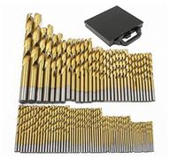 Nuzamas 99 pièces High Speed Revêtement titane Ensemble de forets hélicoïdaux avec housse de transport Boîte Tailles 1,5 mm - 10 mm