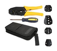 NUZAMAS Bornes isolées électriques Ferrules Cliquet Pince à sertir Pince à sertir Pince terminale à pince avec sac de transport Set 5 Embouts interchangeables de 0,5 mm à 35 mm²