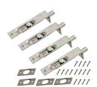 NUZAMAS Lot de 2 paires de boulons encastrés pour porte 10 cm - Acier inoxydable robuste pour bord de porte - Verrou coulissant pour portes secondaires primaires, sécurité à double ouverture