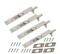 NUZAMAS Lot de 2 paires de boulons encastrés pour porte 15 cm - Acier inoxydable robuste pour bord de porte - Verrou coulissant pour portes secondaires primaires, sécurité à double ouverture