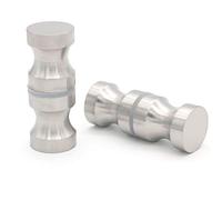 NUZAMAS Lot de 2 poignées de porte rondes en acier inoxydable massif pour porte de salle de bain en verre