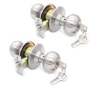 Nuzamas Lot de 2 serrures de porte en acier inoxydable avec rainure cannelée et 3 clés pour l'extérieur, la chambre à coucher, la cuisine, la salle de bain