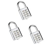 NUZAMAS Lot de 3 cadenas à combinaison haute performance à 4 chiffres - En alliage de zinc - 35 mm - Pour résistance à la corrosion - Étanche - Sans clé - Pour la maison, le casier argenté