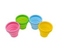NUZAMAS Lot de 4 gobelets de voyage pliables de 200 ml - En silicone - Avec couvercle - Pour pique-nique, randonnée, camping en plein air - Bleu et vert